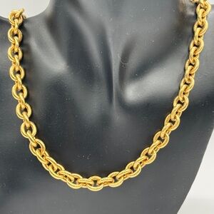 Gold Textured Chain Necklace
